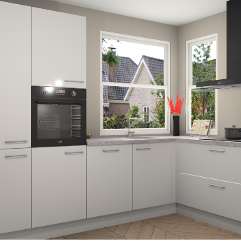 Zijdegrijze hoogglans keuken Kotor 117915