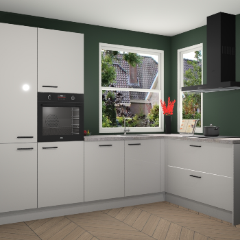 Zijdegrijze hoogglans keuken Kotor 117918