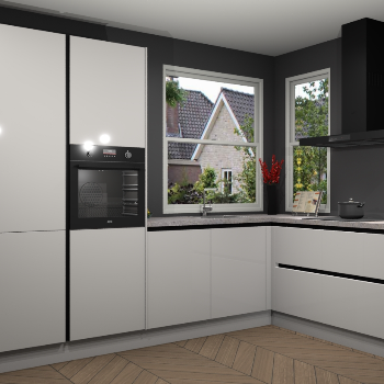 Zijdegrijze hoogglans greeploze keuken Kotor 117920