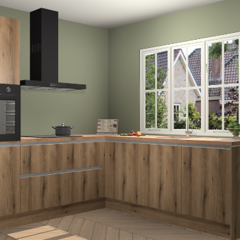 Goud Eiken greeploze keuken Kazan 118621