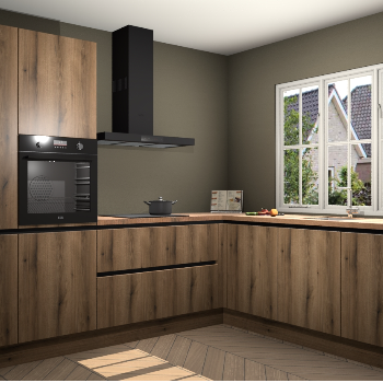 Goud Eiken greeploze keuken Kazan 118624