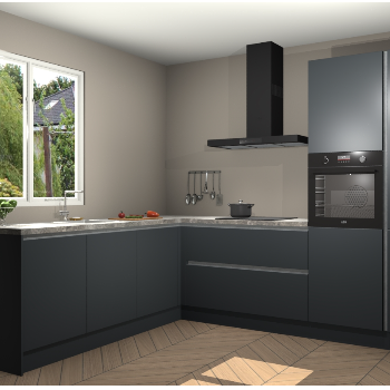 Onyxgrijze greeploze keuken Willemstad 118390