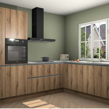 Goud Eiken greeploze keuken Kazan 118734