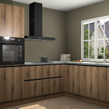 Goud Eiken greeploze keuken Kazan 118737