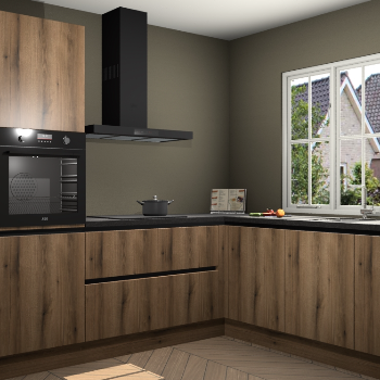 Goud Eiken greeploze keuken Kazan 118758