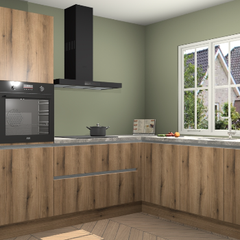 Goud Eiken greeploze keuken Kazan 118764