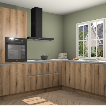 Goud Eiken greeploze keuken Kazan 118772