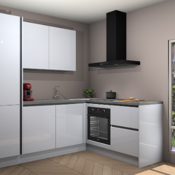 Sneeuwwitte hoogglans greeploze keuken Rabat 92903