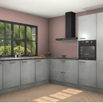 Beton parelgrijze keuken Singapore 122501