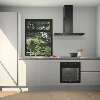 Zijdegrijze hoogglans greeploze keuken Boedapest 21362
