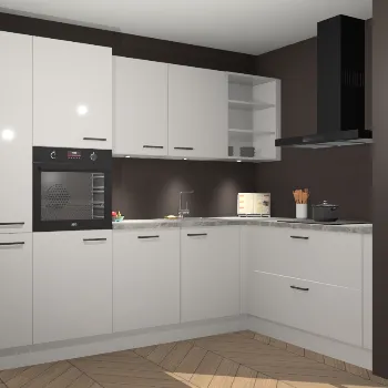 Zijdegrijze hoogglans keuken Bangalore 22107