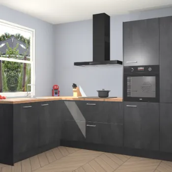 Beton Zwarte keuken Dongguan 93064