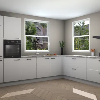 Zijdegrijze hoogglans keuken Gizeh 22163