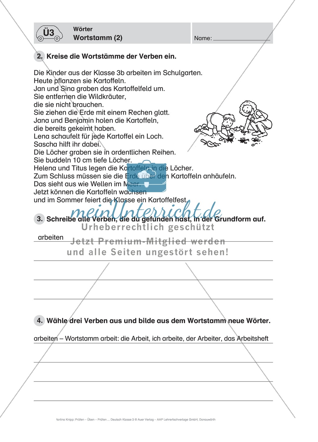 Wörter, Wortstamm: Führerschein-Übungsaufgaben und Lösung Preview 2