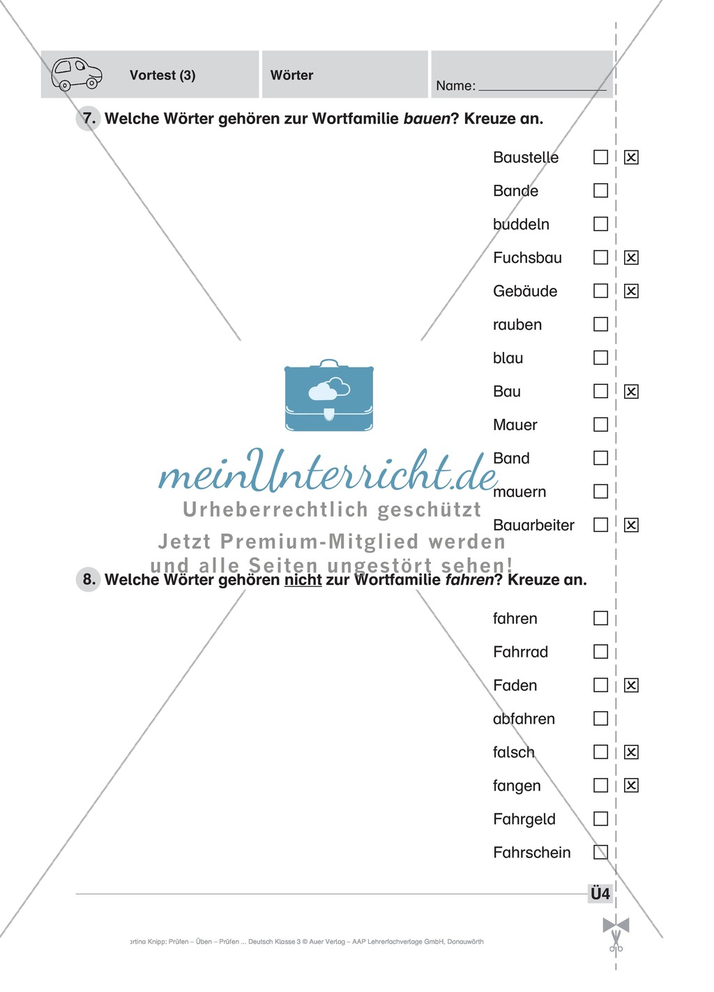 Buchstaben und Wörter: Vortest Preview 3