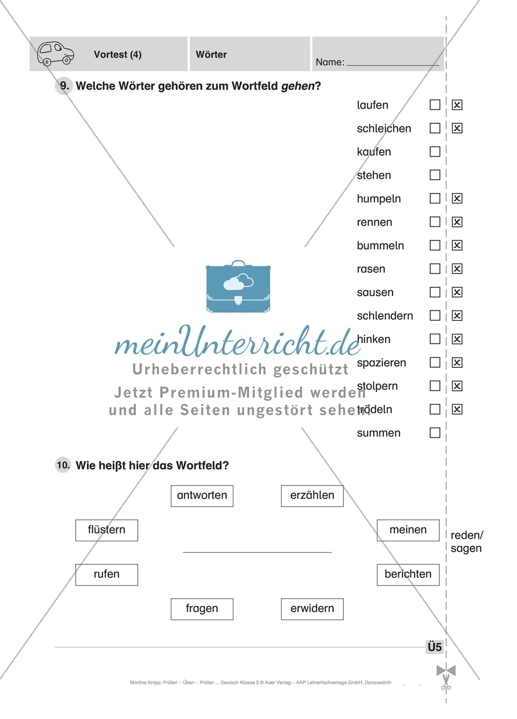 Wörter: Führerschein (Vortest, Testaufgaben, Führerschein-Vorlage) Preview 6