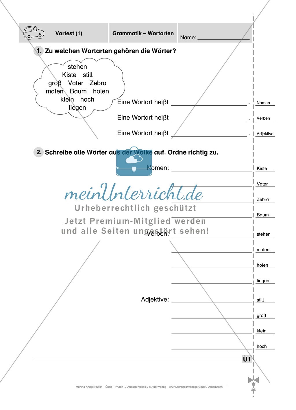 Wortarten: Vortest Preview 1