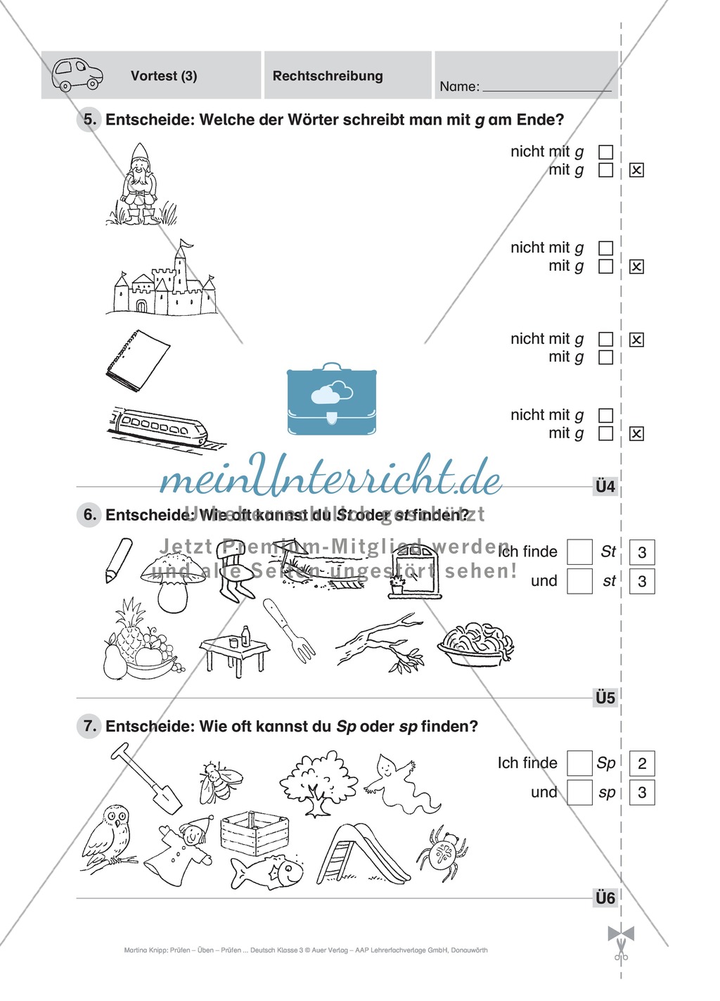 Rechtschreibung: Führerschein (Vortest, Testaufgaben, Führerschein-Vorlage) Preview 5