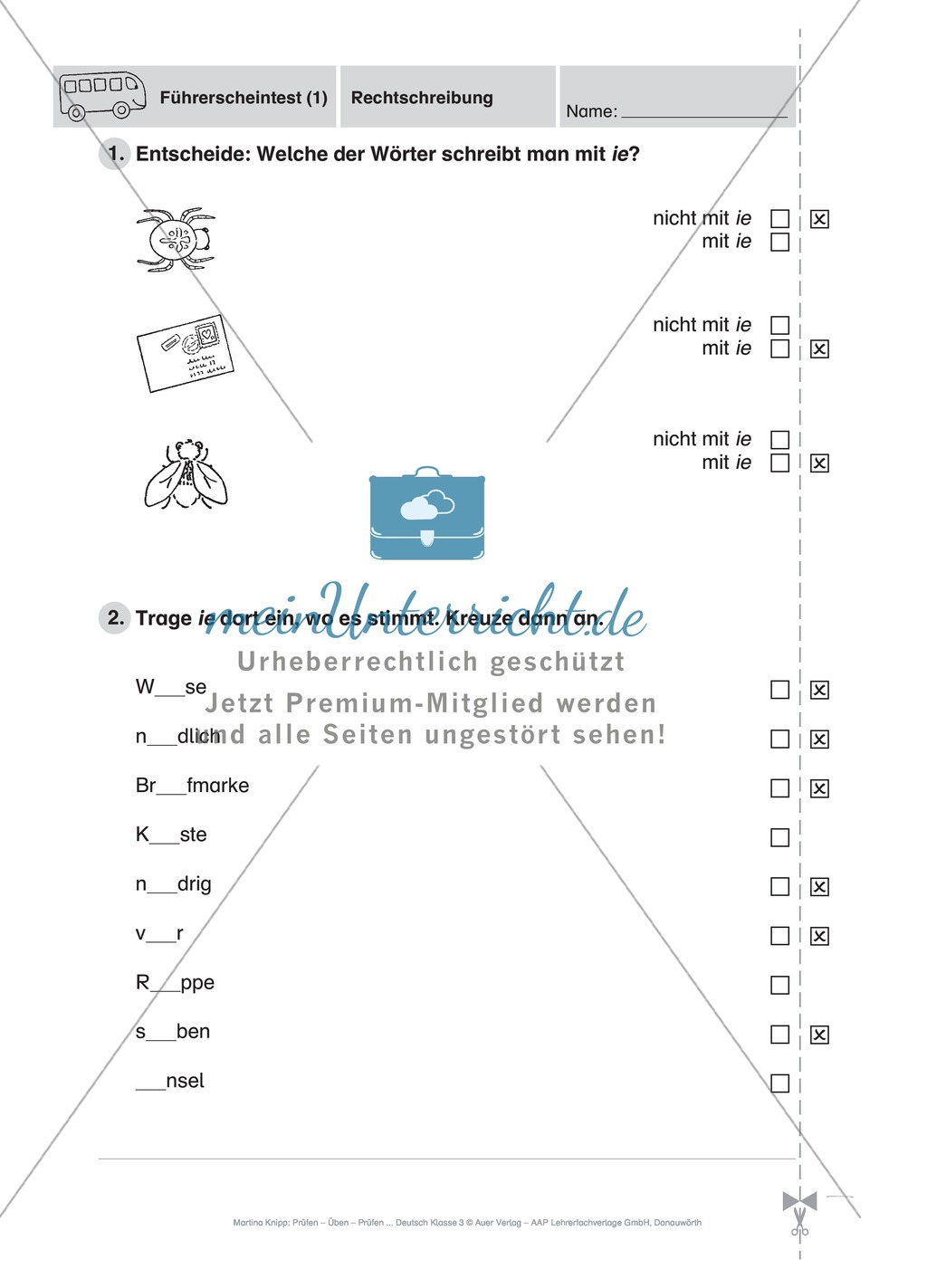 Rechtschreibung: Führerschein (Vortest, Testaufgaben, Führerschein-Vorlage) Preview 6