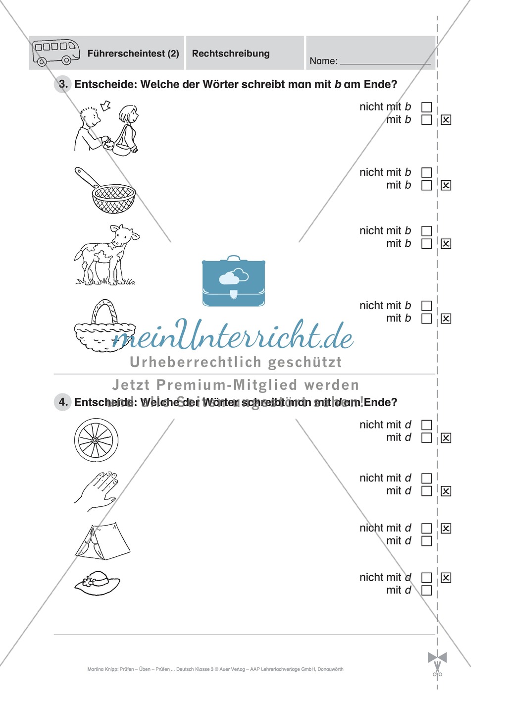 Rechtschreibung: Führerschein (Vortest, Testaufgaben, Führerschein-Vorlage) Preview 7