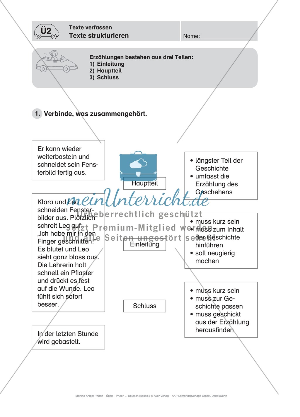 Texte verfassen, Texte strukturieren: Führerschein-Übungsaufgaben und Lösung Preview 1