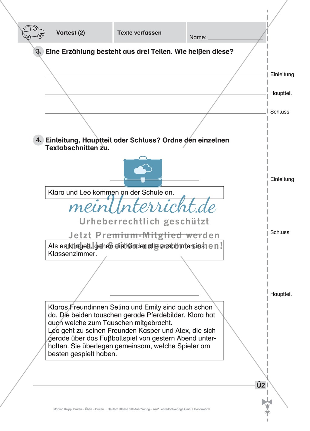Texte verfassen: Vortest Preview 2