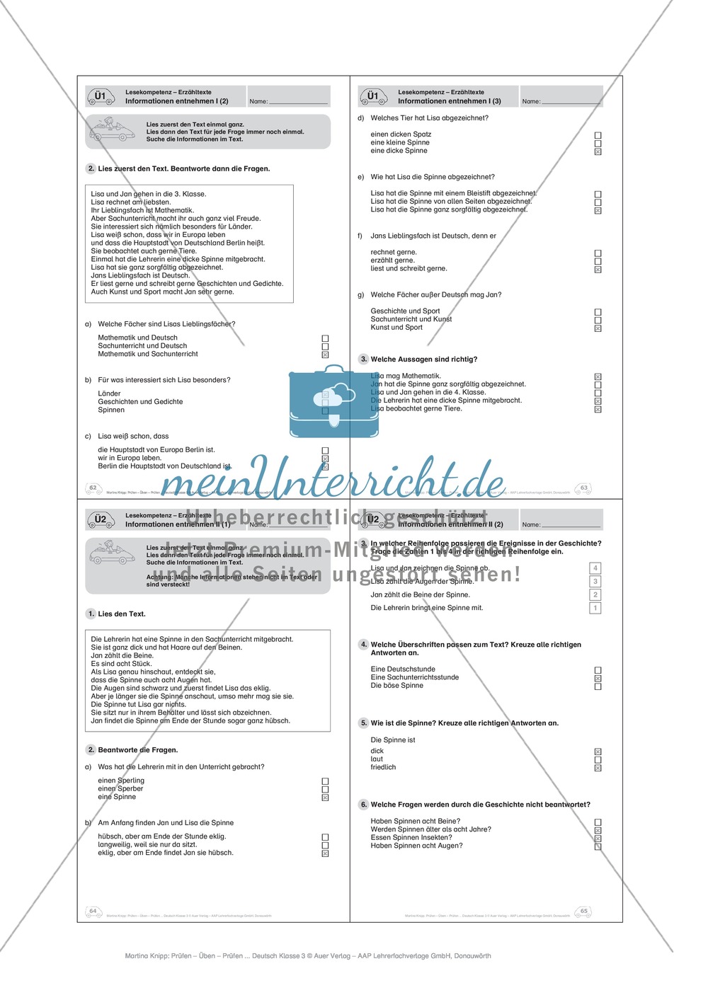 Lesekompetenz, Erzähltexten Informationen entnehmen II: Führerschein-Übungsaufgaben und Lösung Preview 3