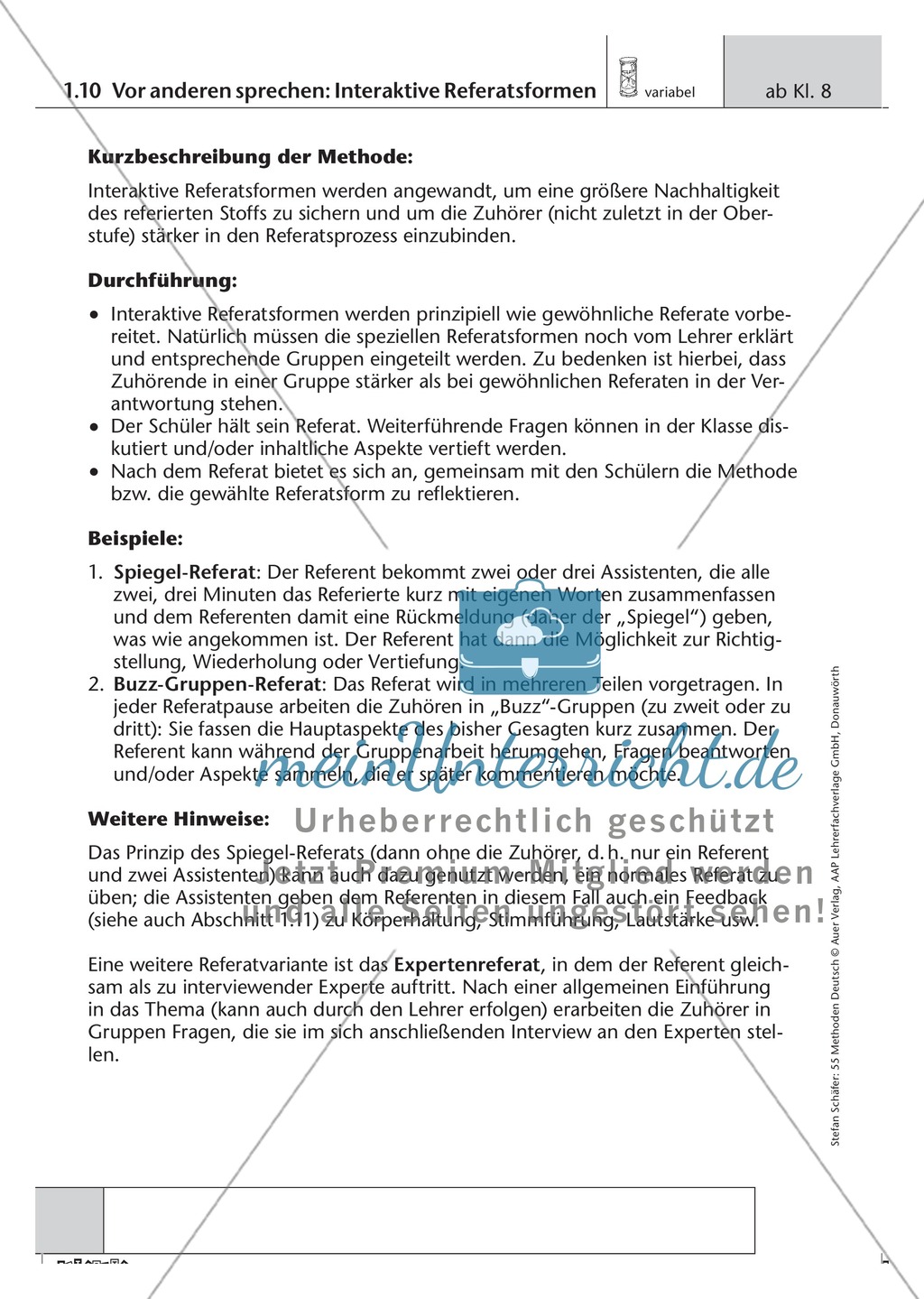 Methodik: Interaktive Referatsformen Preview 1