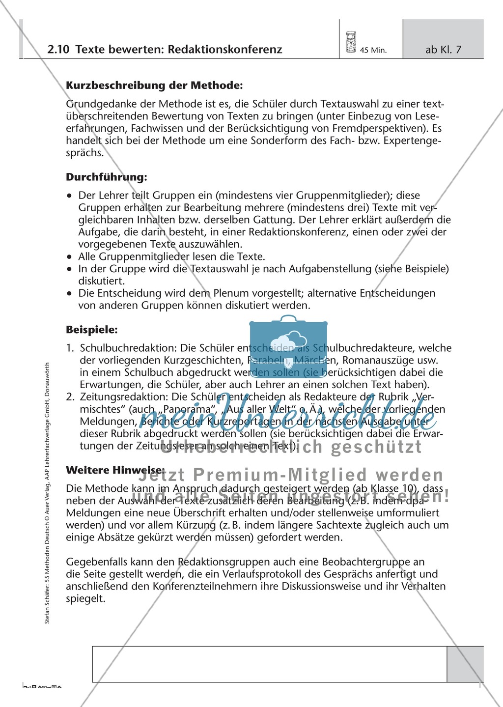 Methodik: Umgang mit Texten, Redaktionskonferenz Preview 1