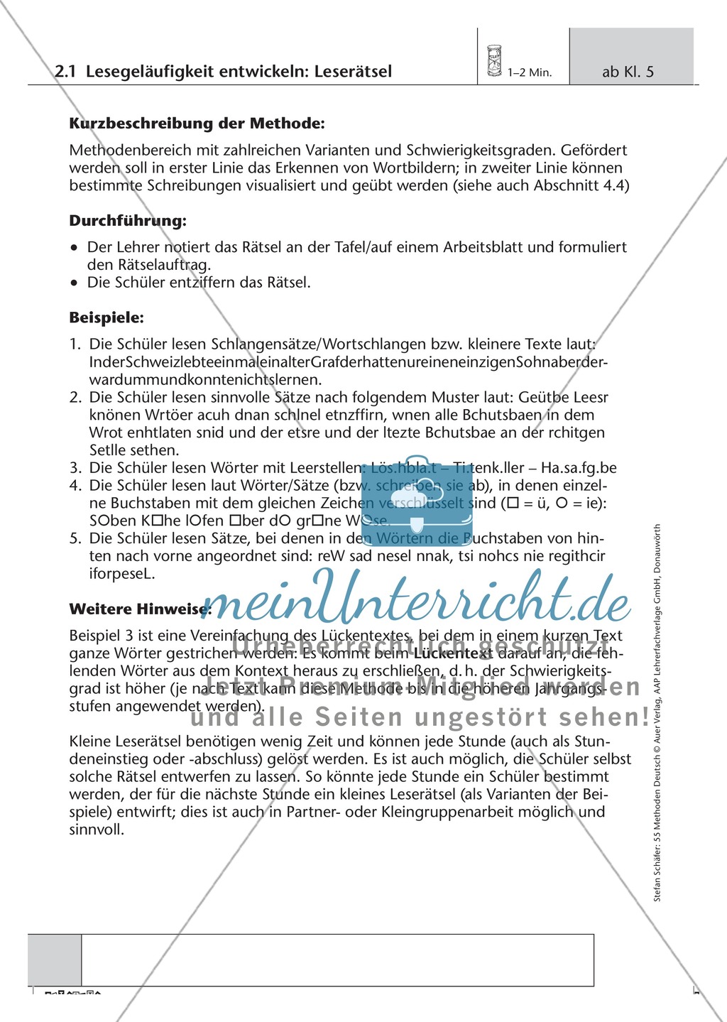 Methodik: Umgang mit Texten, Leserätsel Preview 1
