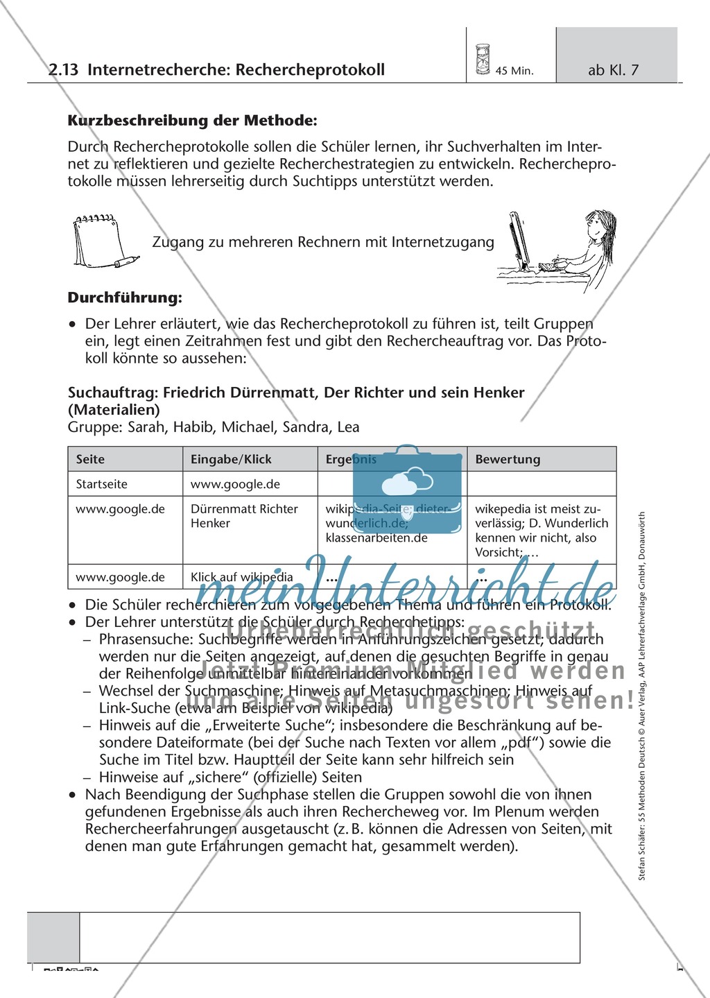 Methodik: Rechercheprotokoll für Internetrecherchen Preview 1