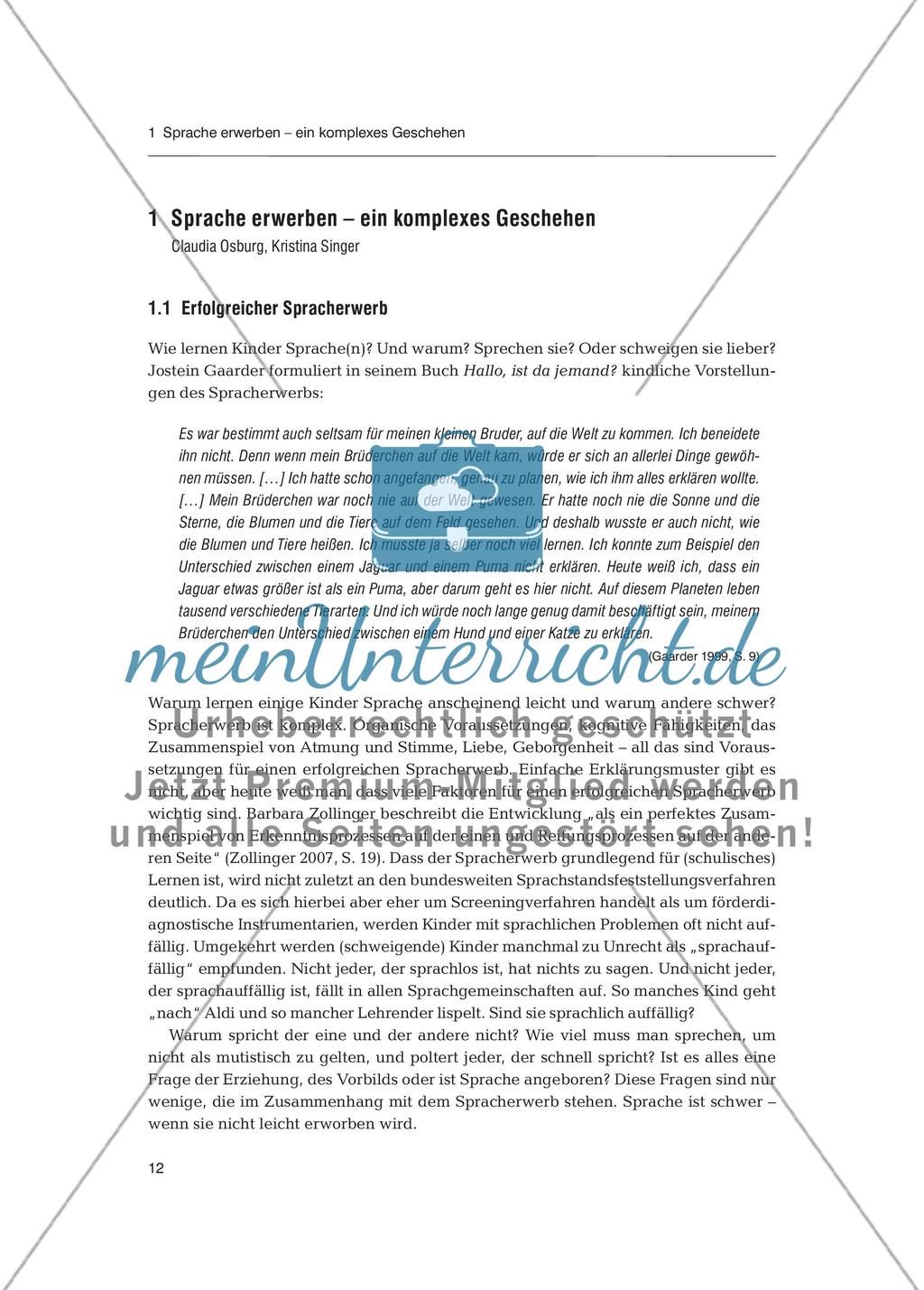 Sprachförderung in der Primarstufe - Spracherwerb: Fachdidaktischer Beitrag Preview 1
