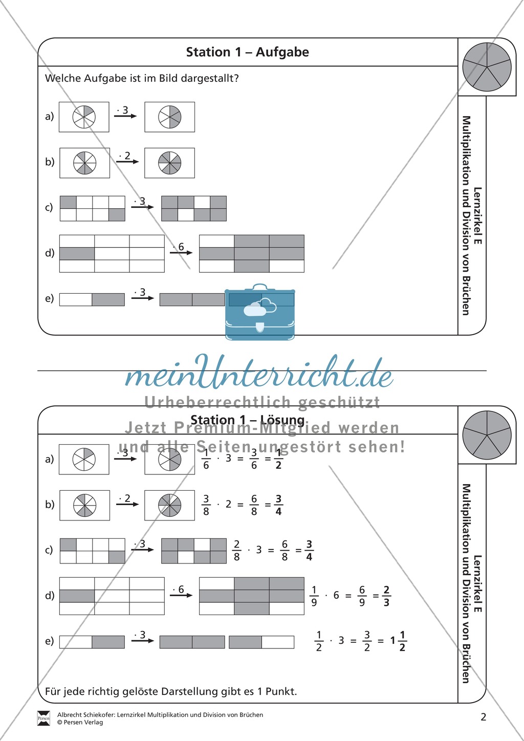 Stationsarbeit - Multiplikation und Division von Brüchen: Stationskärtchen, Lösungen, Arbeitsbögen Preview 1