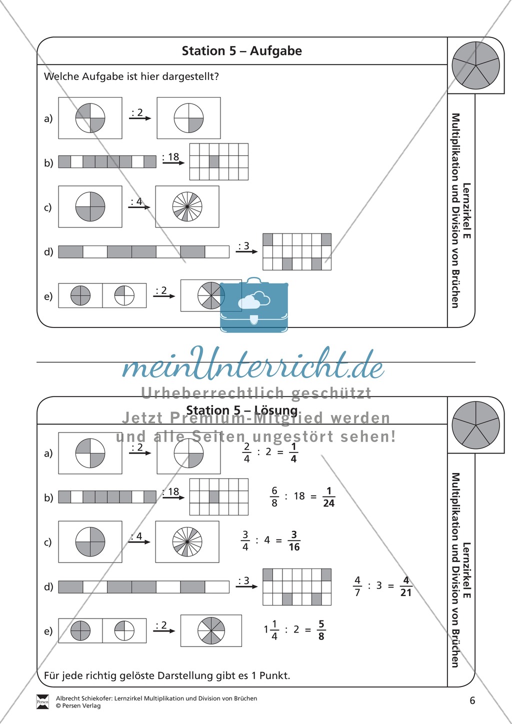 Stationsarbeit - Multiplikation und Division von Brüchen: Stationskärtchen, Lösungen, Arbeitsbögen Preview 5