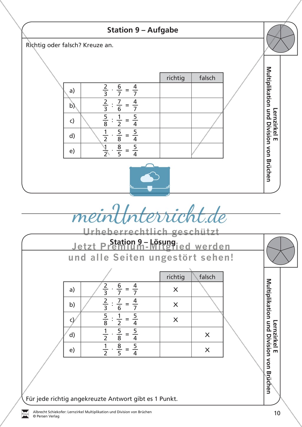 Stationsarbeit - Multiplikation und Division von Brüchen: Stationskärtchen, Lösungen, Arbeitsbögen Preview 9