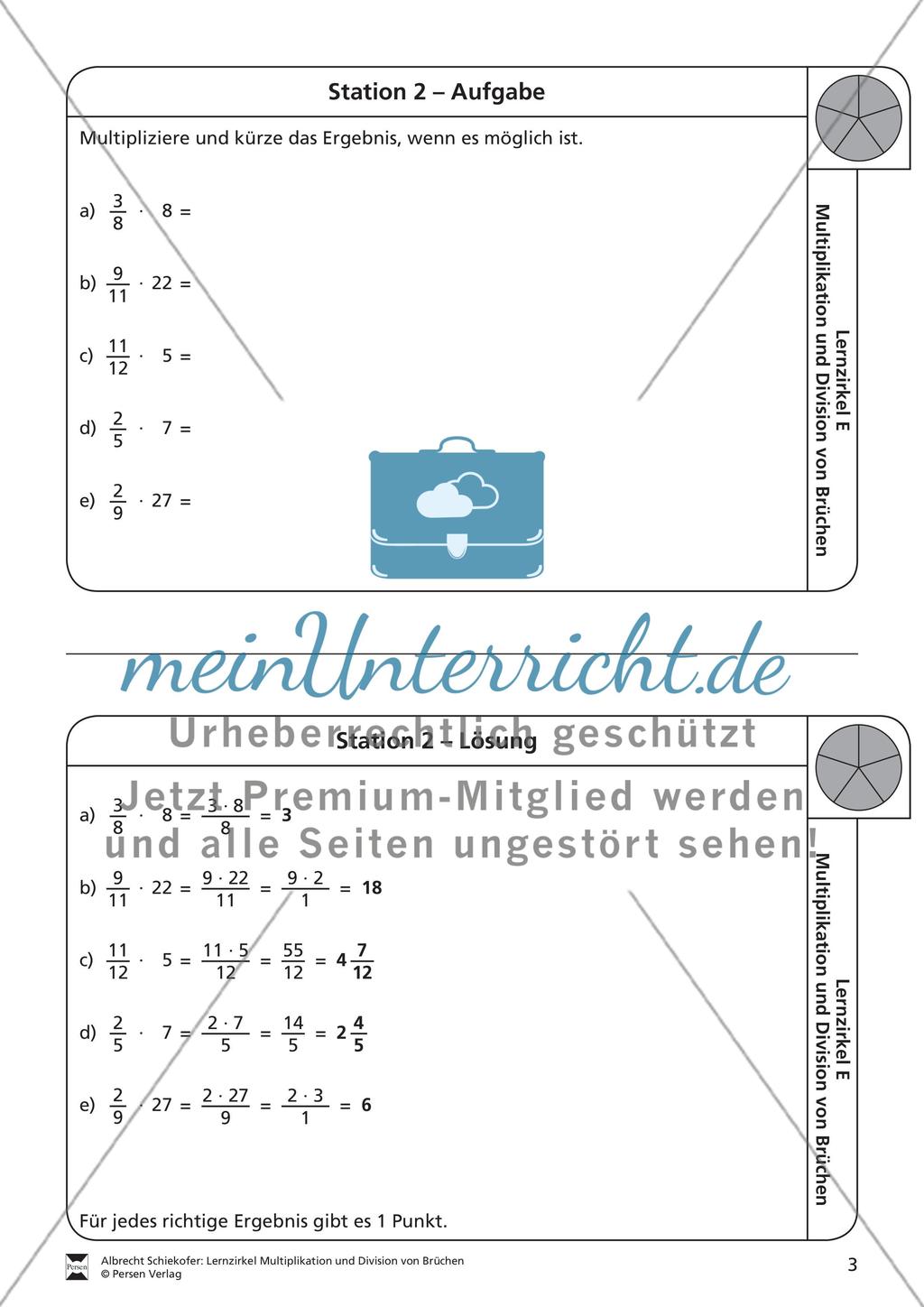 Multiplikation von Brüchen: Übungen und Lösung Preview 2