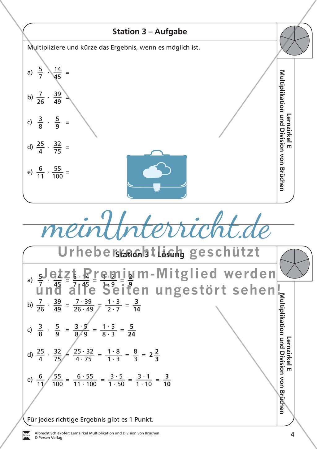 Multiplikation von Brüchen: Übungen und Lösung Preview 3