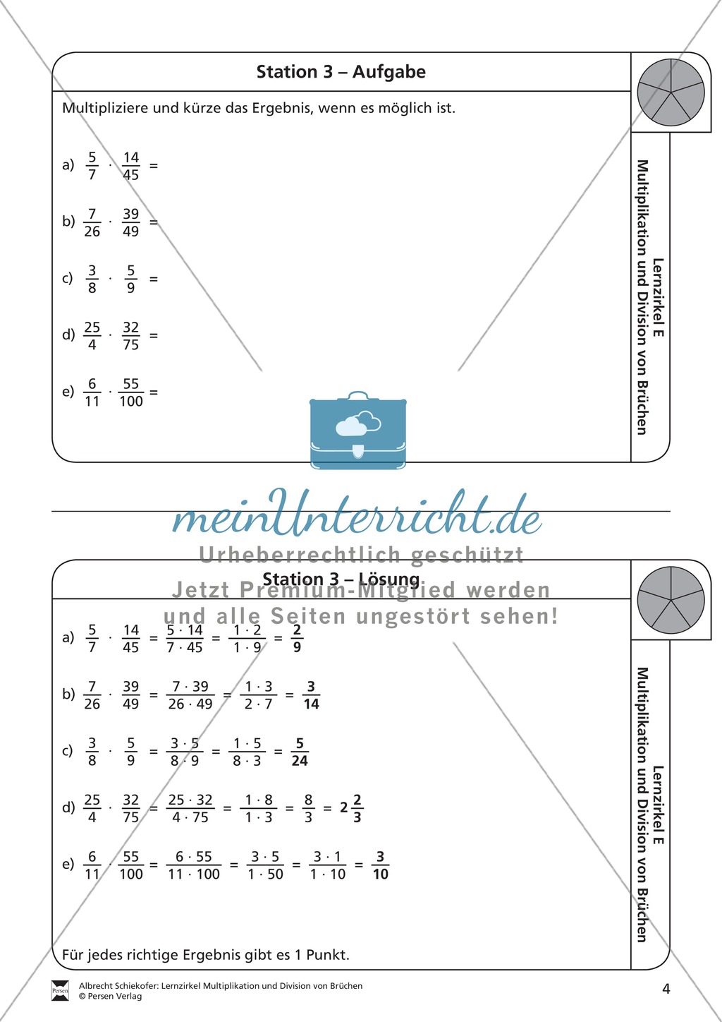 Multiplikation von Brüchen: Übungen und Lösung Preview 3
