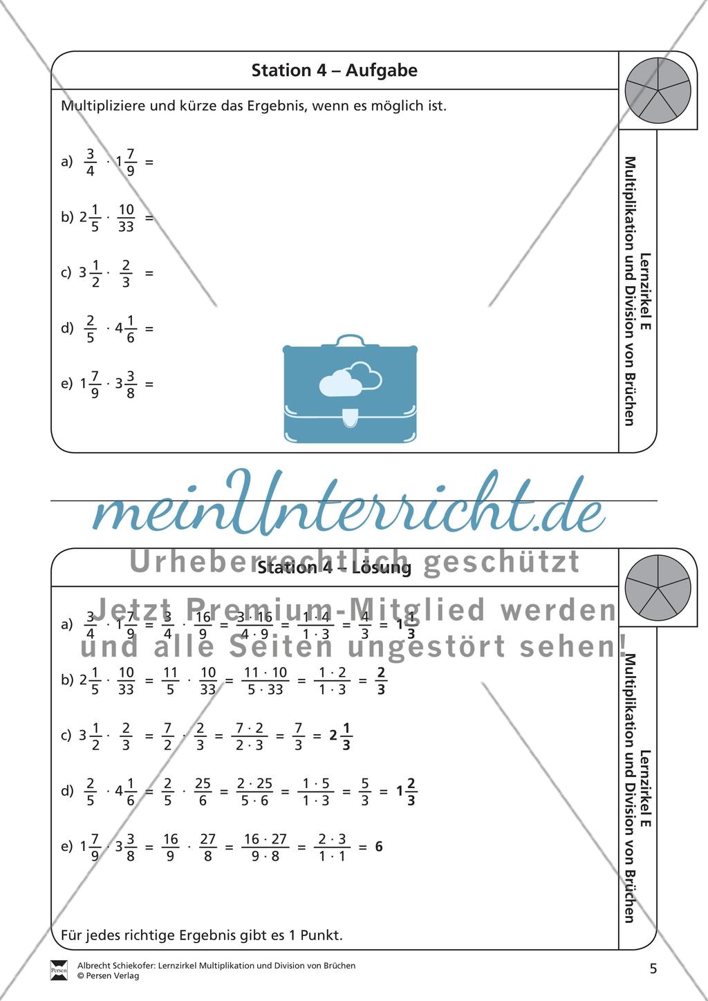 Multiplikation von Brüchen: Übungen und Lösung Preview 4
