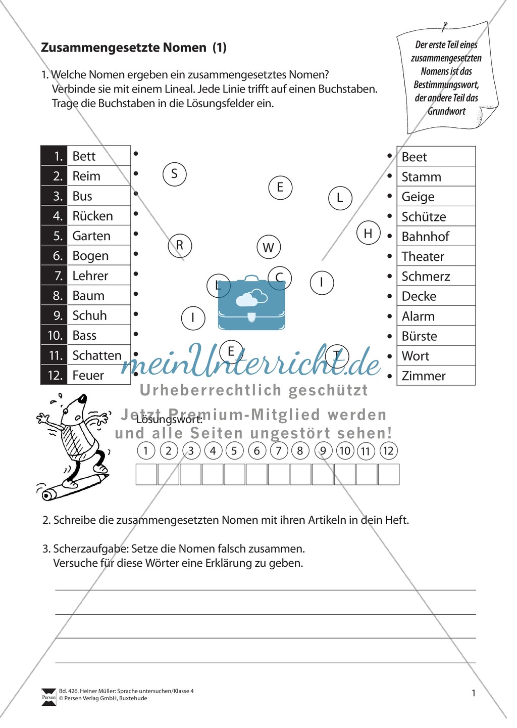 Zusammengesetzte Nomen: Arbeitsübungen + Lösungen Preview 1