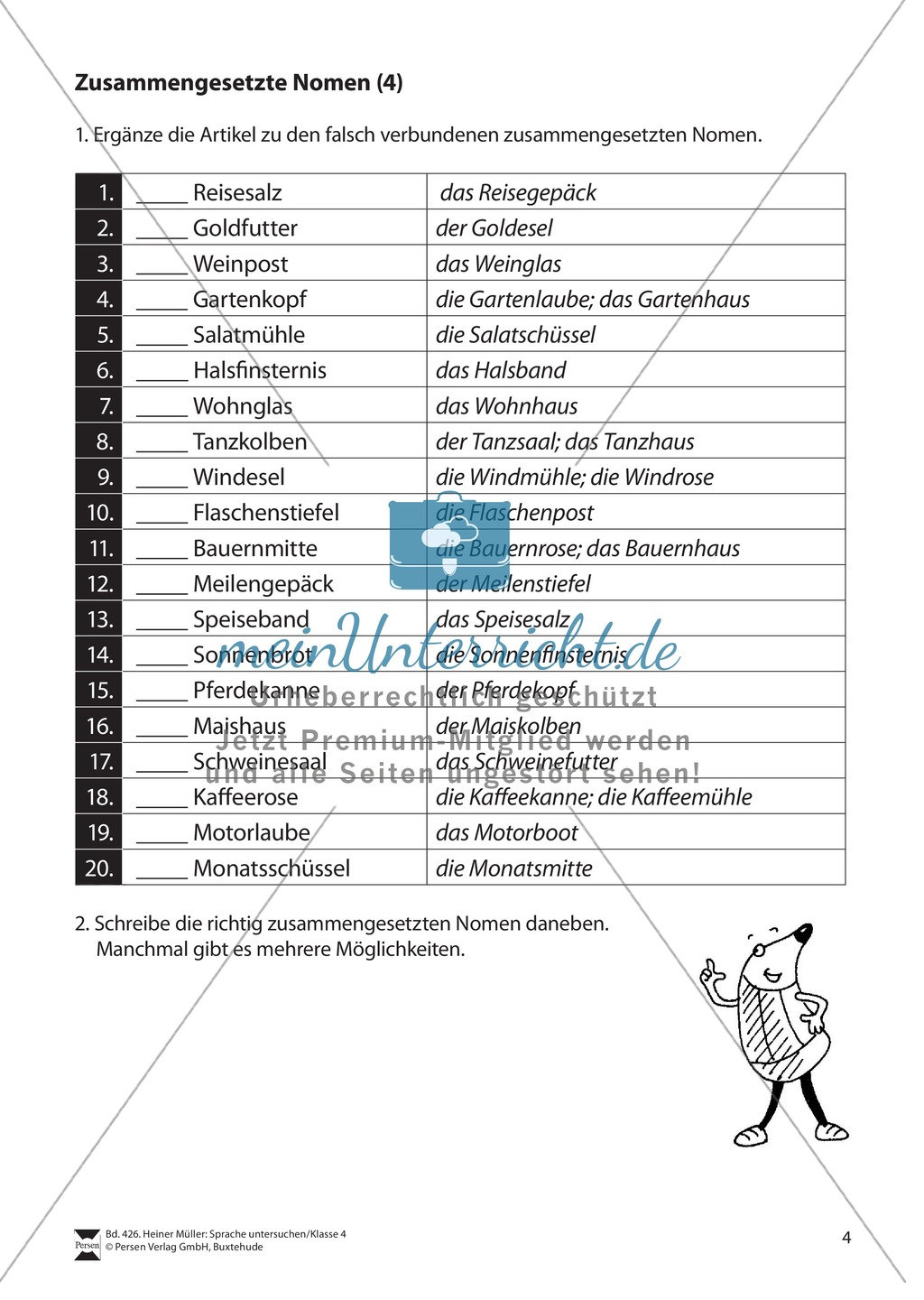 Zusammengesetzte Nomen: Arbeitsübungen + Lösungen Preview 4