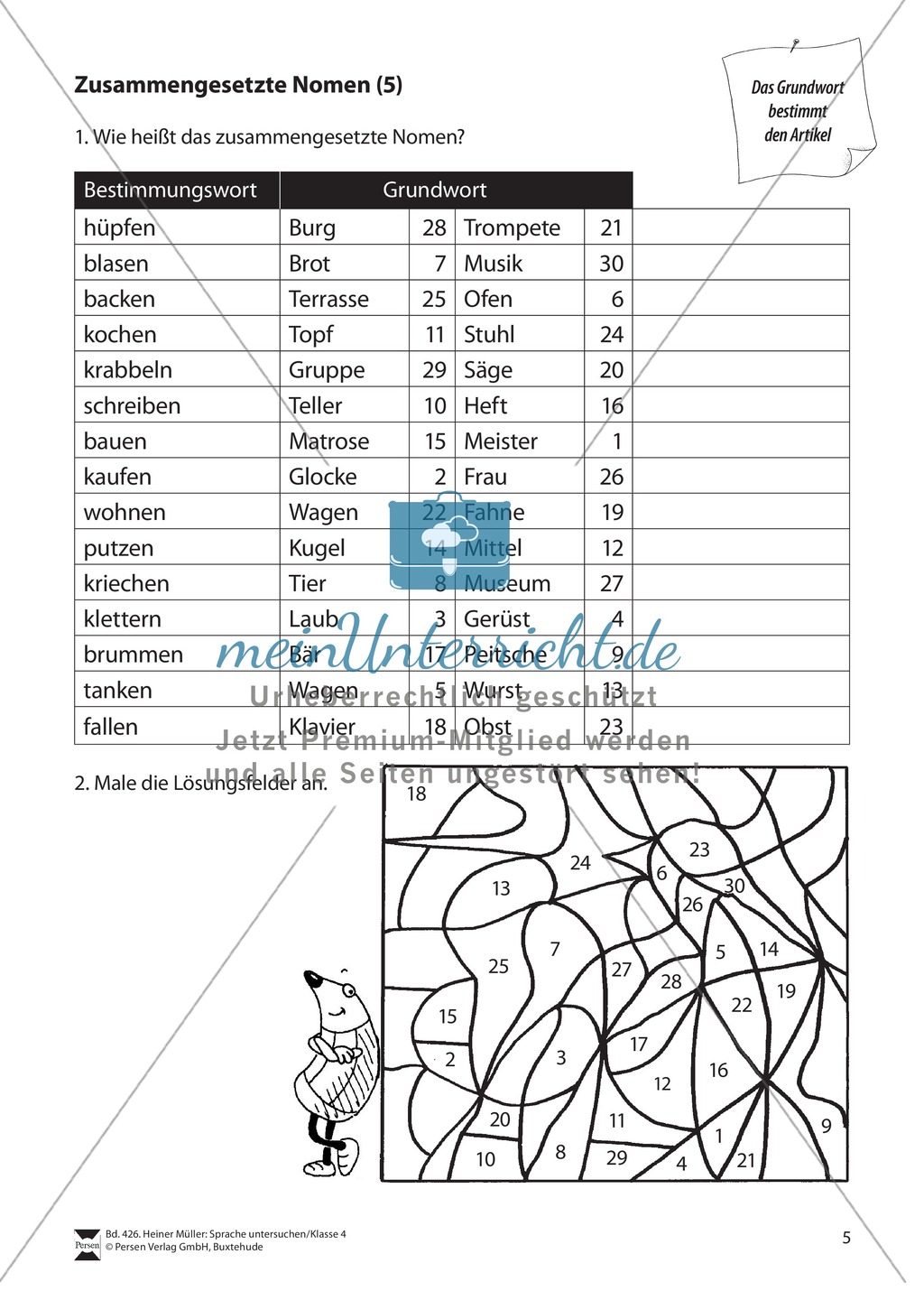 Zusammengesetzte Nomen: Arbeitsübungen + Lösungen Preview 5