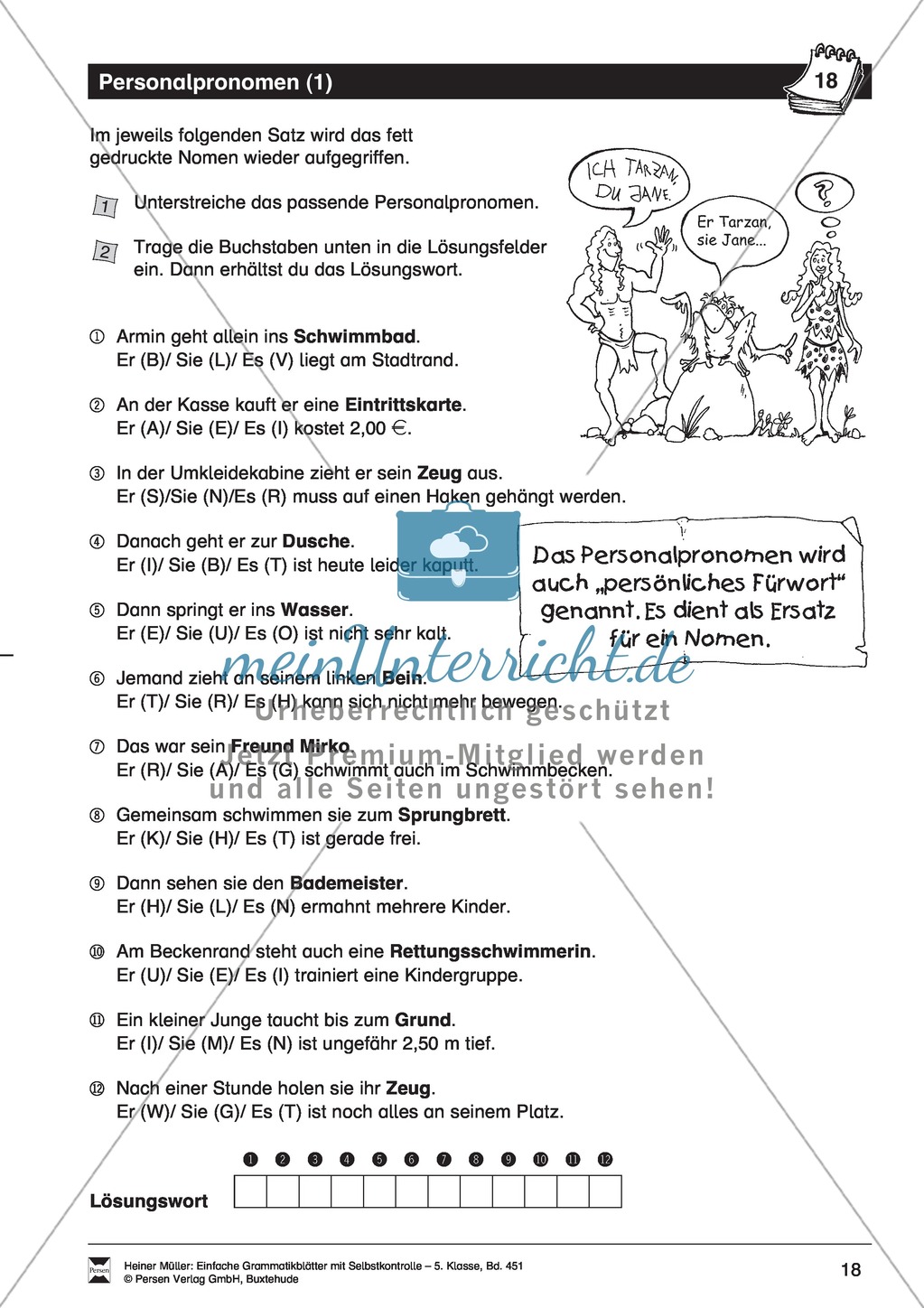 Personalpronomen: Übungen + Lösungen Preview 1