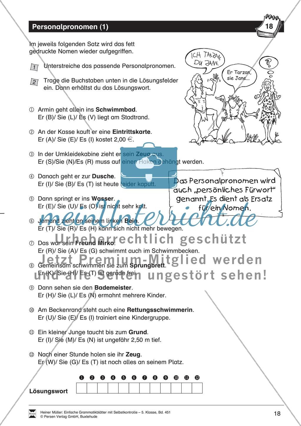 Personalpronomen: Übungen + Lösungen Preview 2