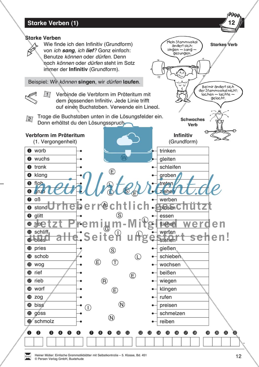 Starke Verben: Übung + Lösung Preview 2