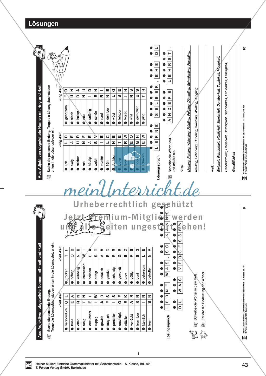 Aus Adjektiven abgeleitete Nomen mit -ing und -keit: Übung + Lösung Preview 2