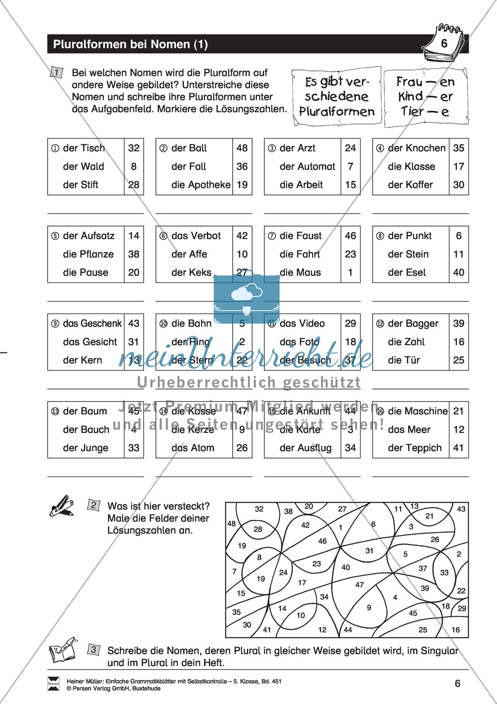 Pluralformen bei Nomen: Übung + Lösung Preview 1