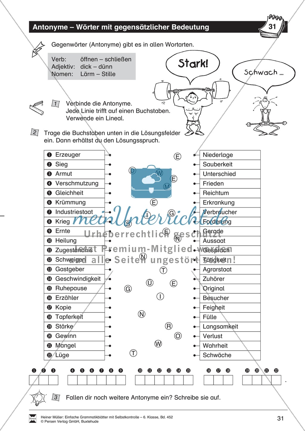 Antonyme/Gegenteile: Übungen und Lösung Preview 1