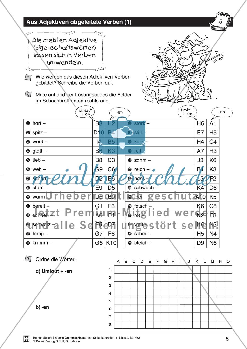 Aus Adjektiven abgeleitete Verben: Übungen und Lösung Preview 2