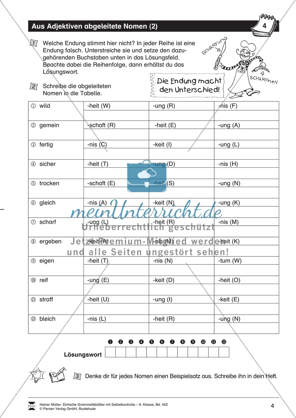 Aus Adjektiven abgeleitete Nomen: Übungen und Lösung Preview 2